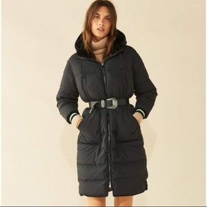 Angie faux fur-trimmed quilted shell hooded coat